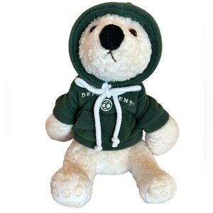 Department Dept 56 White Buddy Teddy Polar Bear Plush Green Logo Hoodie 9"